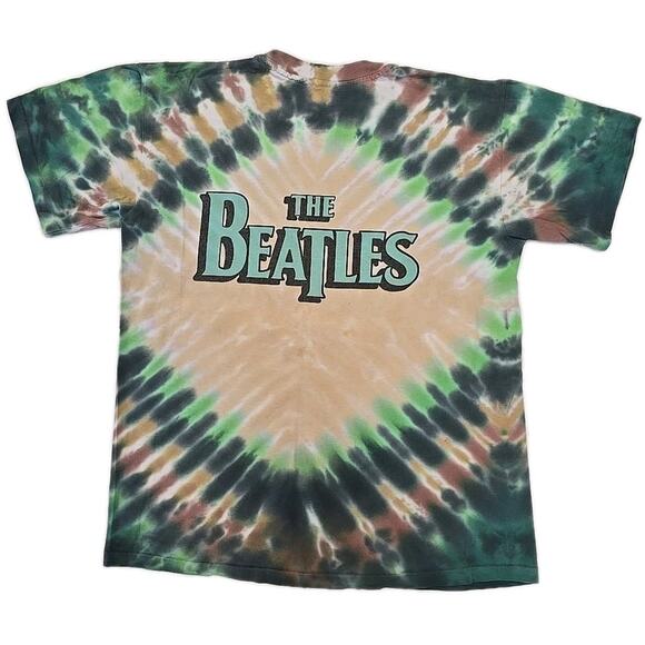 Vintage Beattles 1996 Rubber Soul Tie Dye T-shirt Men's L Green 90's Rock Iconic - Picture 2 of 10
